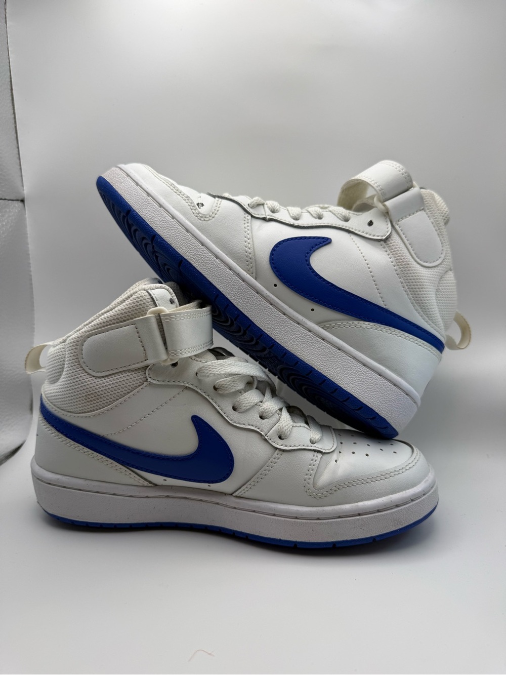 Nike Dunk White and Blue High-Top Sneakers with Strap